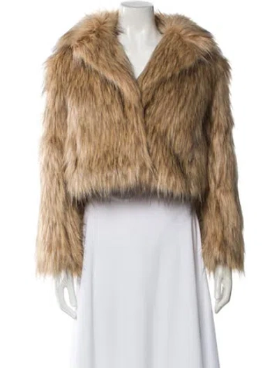 Pre-owned Loveshackfancy Striped Faux Fur Jacket W/ Tags In Neutral