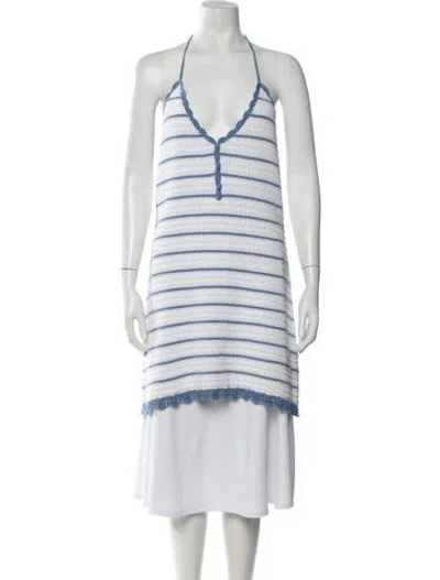 Pre-owned Loveshackfancy Striped Halterneck Sweater In White