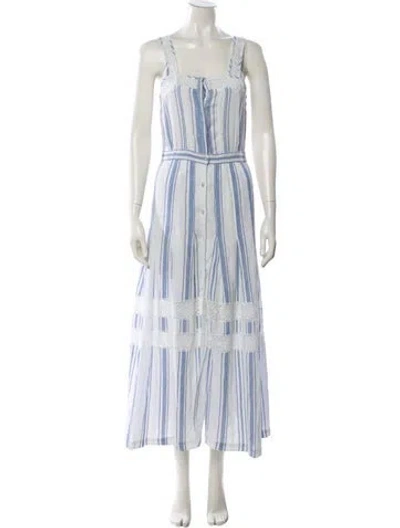 Pre-owned Loveshackfancy Striped Long Dress In Blue