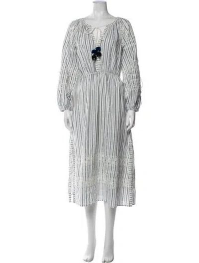 Pre-owned Loveshackfancy Striped Long Dress In Blue