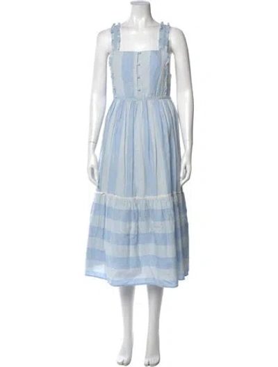 Pre-owned Loveshackfancy Striped Long Dress In Blue