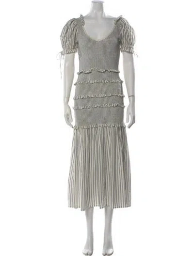 Pre-owned Loveshackfancy Striped Long Dress In Blue