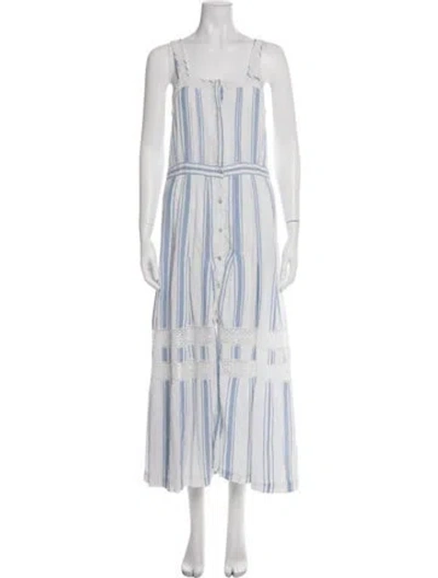 Pre-owned Loveshackfancy Striped Long Dress In Blue