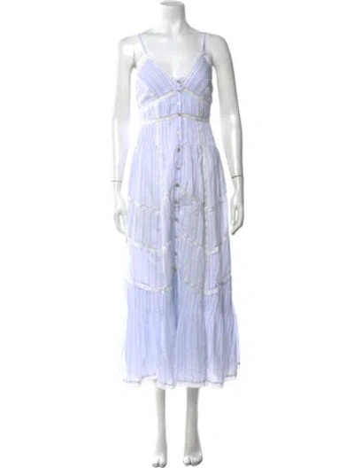Pre-owned Loveshackfancy Striped Long Dress In Blue