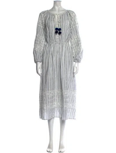 Pre-owned Loveshackfancy Striped Long Dress In Blue