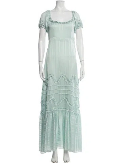 Pre-owned Loveshackfancy Striped Long Dress In Green