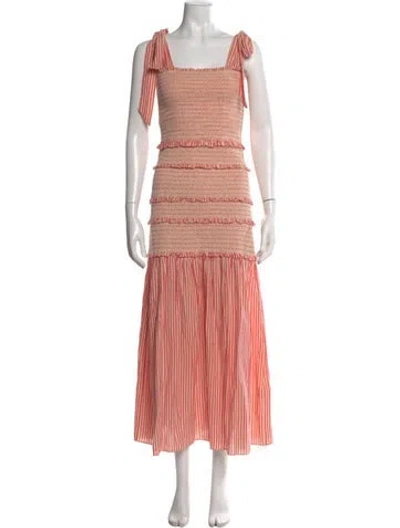 Pre-owned Loveshackfancy Striped Long Dress In Multi