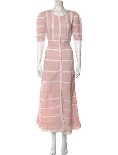 Pre-owned Loveshackfancy Striped Long Dress In Pink