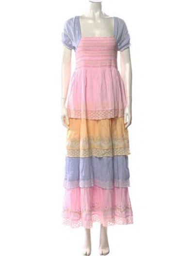 Pre-owned Loveshackfancy Striped Long Dress In Pink