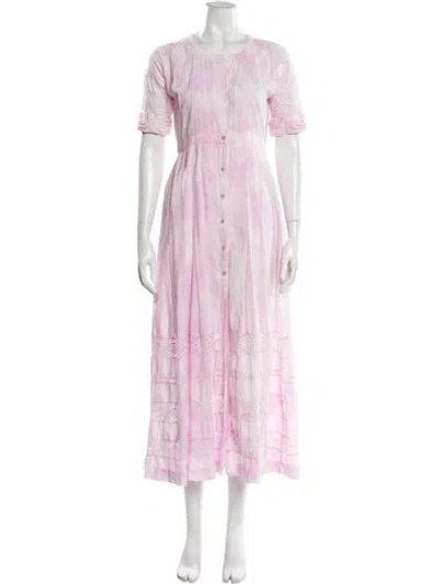 Pre-owned Loveshackfancy Striped Long Dress In Pink