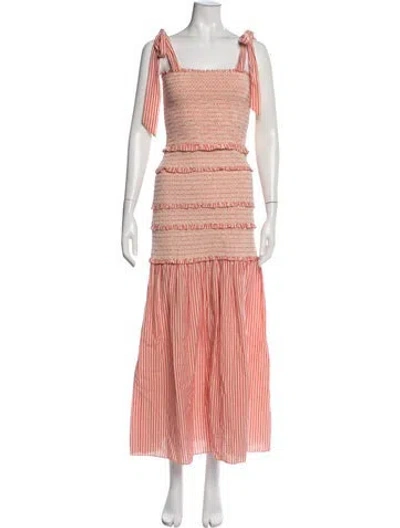 Pre-owned Loveshackfancy Striped Long Dress In Pink