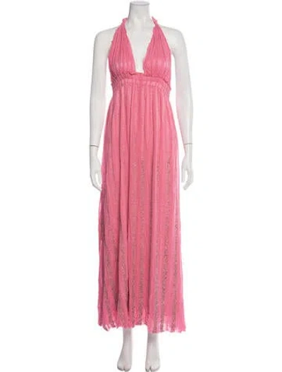 Pre-owned Loveshackfancy Striped Long Dress In Pink