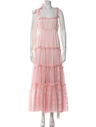 Pre-owned Loveshackfancy Striped Long Dress In Pink