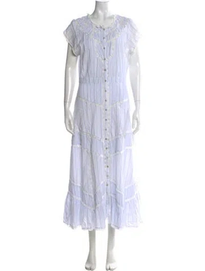 Pre-owned Loveshackfancy Striped Long Dress In White