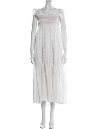 Pre-owned Loveshackfancy Striped Long Dress In White