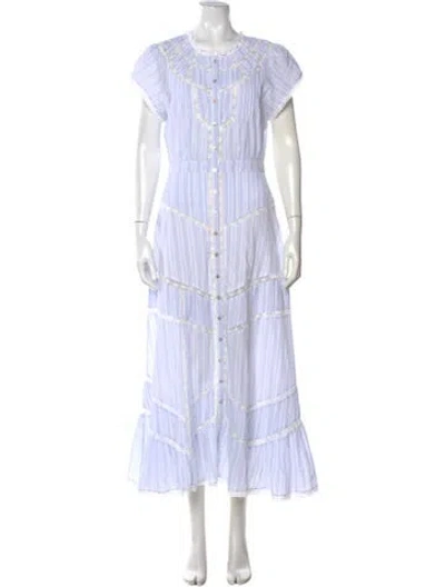 Pre-owned Loveshackfancy Striped Long Dress In White
