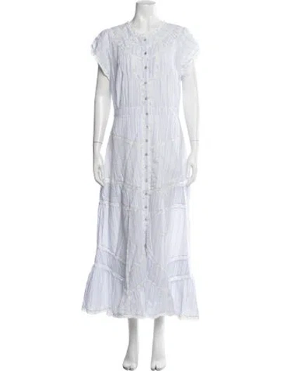 Pre-owned Loveshackfancy Striped Long Dress In White