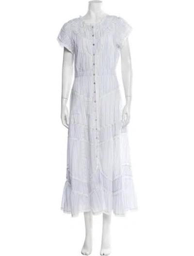 Pre-owned Loveshackfancy Striped Long Dress In White