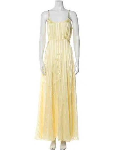 Pre-owned Loveshackfancy Striped Long Dress In Yellow
