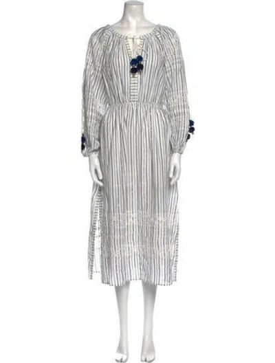 Pre-owned Loveshackfancy Striped Midi Length Dress In Blue