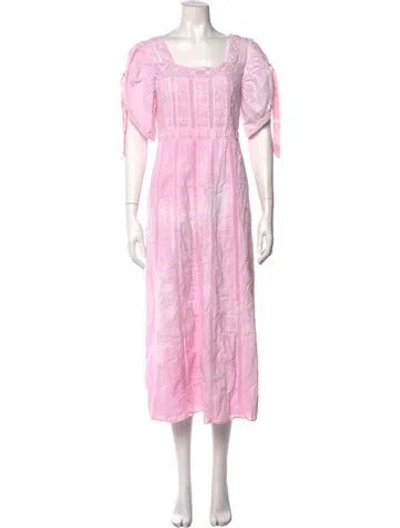 Pre-owned Loveshackfancy Striped Midi Length Dress In Pink