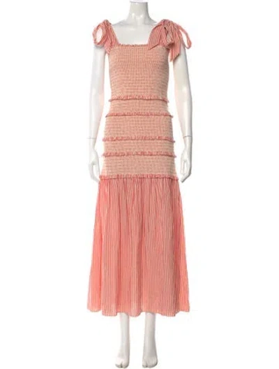 Pre-owned Loveshackfancy Striped Midi Length Dress In Pink