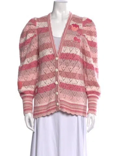 Pre-owned Loveshackfancy Striped Midi Length Dress In Pink