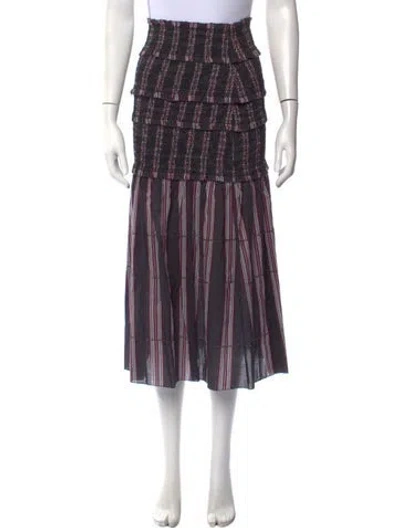 Pre-owned Loveshackfancy Striped Midi Length Skirt In Multicolor