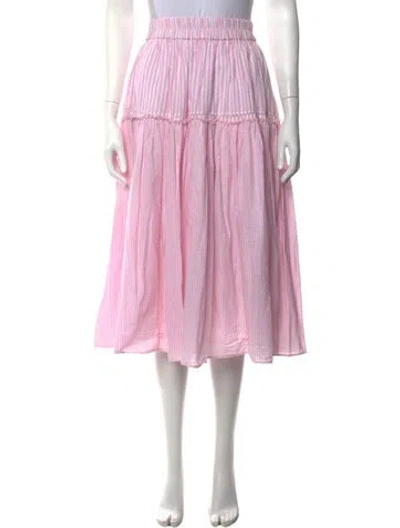 Pre-owned Loveshackfancy Striped Midi Length Skirt In Pink/white