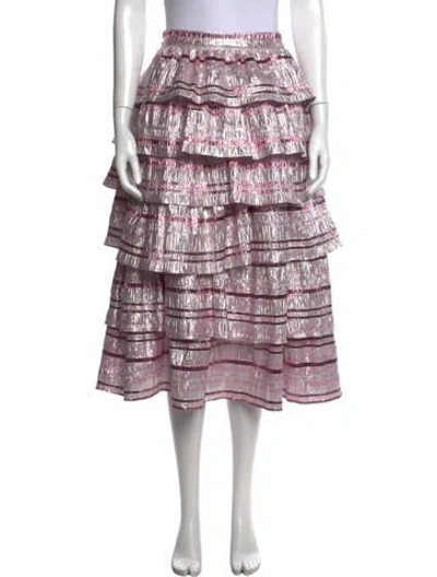 Pre-owned Loveshackfancy Striped Midi Length Skirt W/ Tags