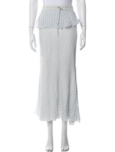 Pre-owned Loveshackfancy Striped Midi Length Skirt In White