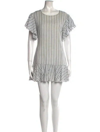 Pre-owned Loveshackfancy Striped Mini Dress In Blue
