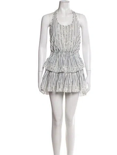 Pre-owned Loveshackfancy Striped Mini Dress In Blue
