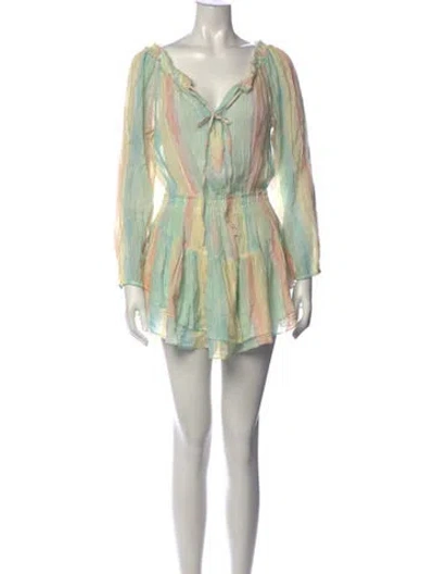Pre-owned Loveshackfancy Striped Mini Dress In Blue