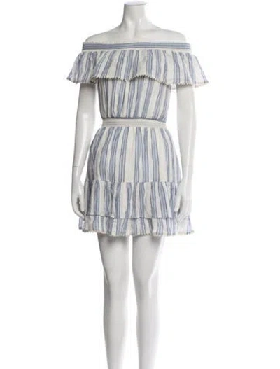 Pre-owned Loveshackfancy Striped Mini Dress In Blue