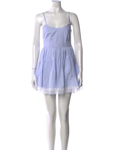 Pre-owned Loveshackfancy Striped Mini Dress In Blue