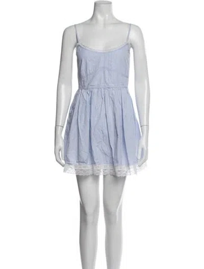 Pre-owned Loveshackfancy Striped Mini Dress In Blue/white