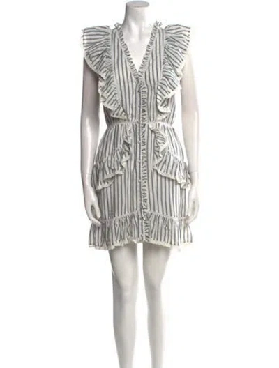 Pre-owned Loveshackfancy Striped Mini Dress In Gray