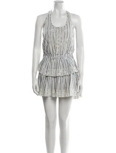 Pre-owned Loveshackfancy Striped Mini Dress In Neutral