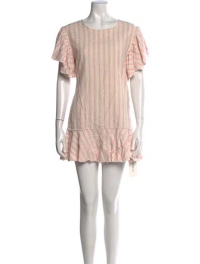 Pre-owned Loveshackfancy Striped Mini Dress In Neutrals