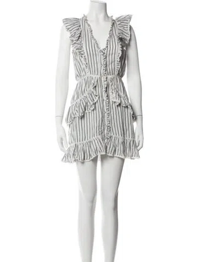 Pre-owned Loveshackfancy Striped Mini Dress In Neutrals
