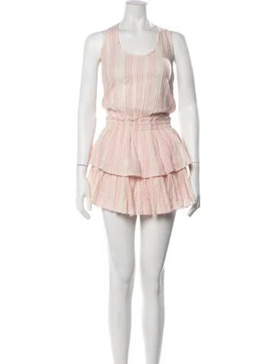 Pre-owned Loveshackfancy Striped Mini Dress In Neutrals/pink