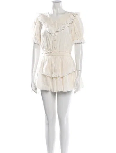 Pre-owned Loveshackfancy Striped Mini Dress In Neutrals/white
