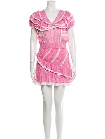 Pre-owned Loveshackfancy Striped Mini Dress In Pink
