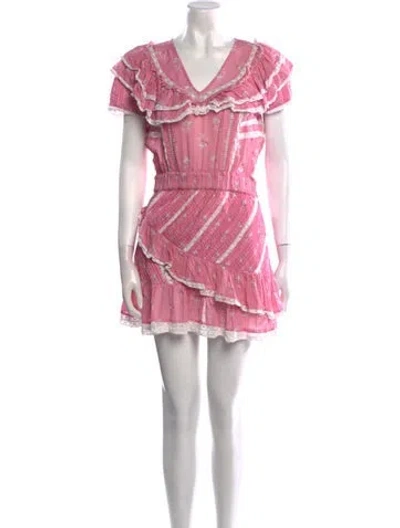 Pre-owned Loveshackfancy Striped Mini Dress In Pink