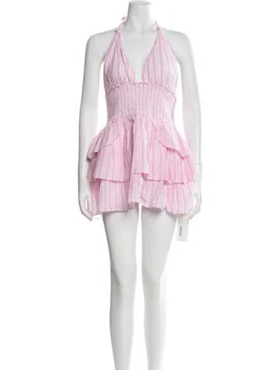 Pre-owned Loveshackfancy Striped Mini Dress In Pink