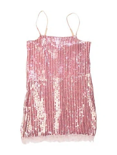 Pre-owned Loveshackfancy Striped Mini Dress In Pink