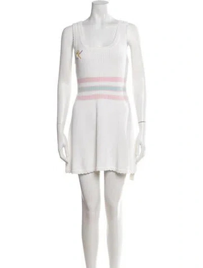 Pre-owned Loveshackfancy Striped Mini Dress W/ Tags In White