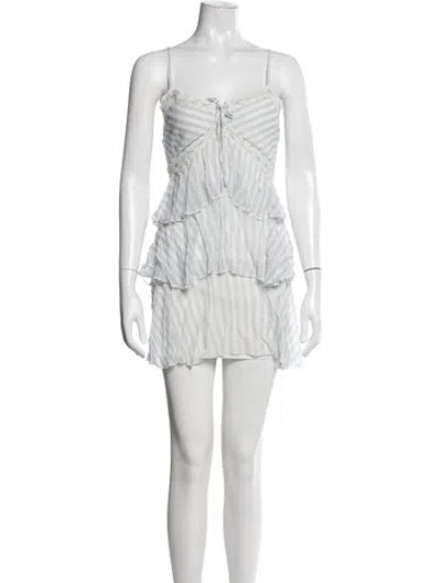 Pre-owned Loveshackfancy Striped Mini Dress W/ Tags In White