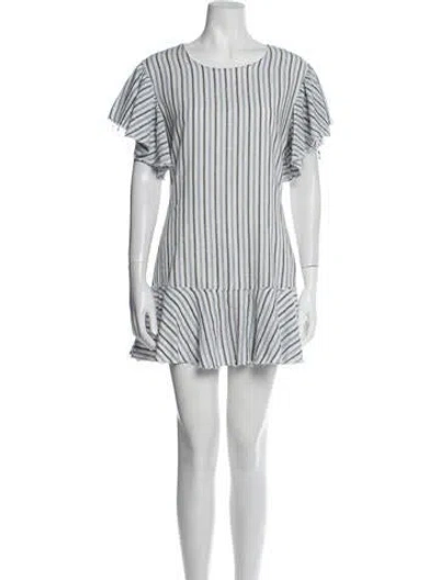 Pre-owned Loveshackfancy Striped Mini Dress In White